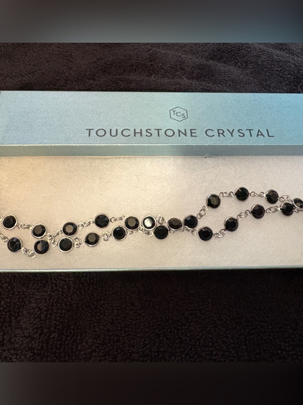 Touchstone Crystal Black and Silver Linked Crystal Bracelet